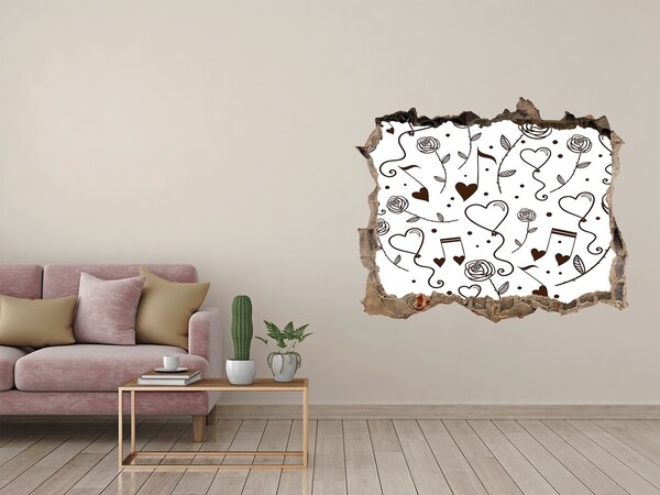 Autocolant autoadeziv gaură Inimi și trandafiri muzicali