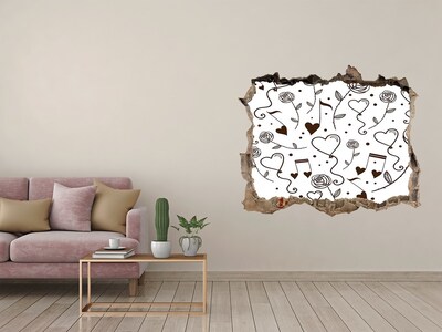 Autocolant autoadeziv gaură Inimi și trandafiri muzicali