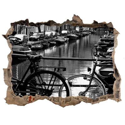 Autocolant 3D gaura cu priveliște Biciclete amsterdam