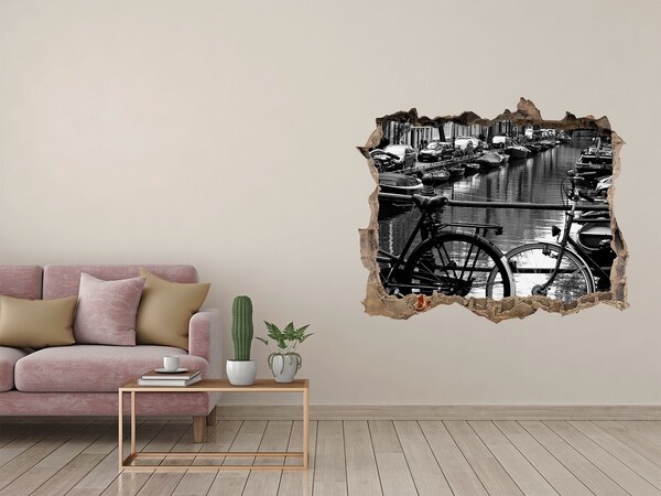 Autocolant 3D gaura cu priveliște Canalul pentru biciclete