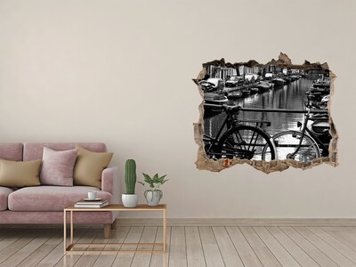 Autocolant 3D gaura cu priveliște Canalul pentru biciclete