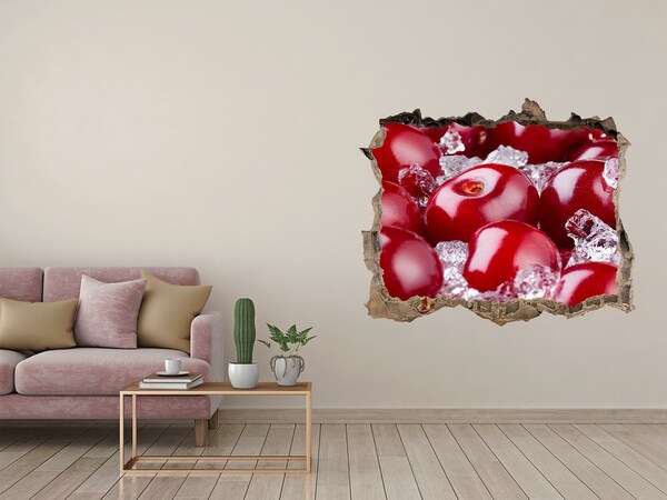 Fototapet un zid spart cu priveliște Cireșe suculente pe gheață