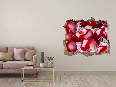 Fototapet un zid spart cu priveliște Cireșe suculente pe gheață