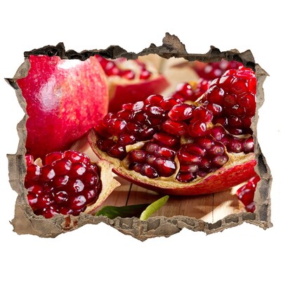 Fototapet un zid spart cu priveliște Rodie într-o gaură în perete