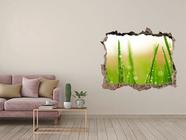 Autocolant autoadeziv gaură Pajiște verde cu picături de apă