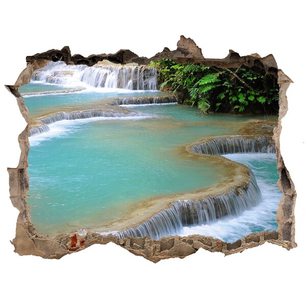 Autocolant de perete gaură 3D Cascada din pădure