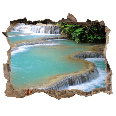 Autocolant de perete gaură 3D Cascada din pădure