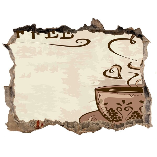 Fototapet 3D gaură în perete O ceașcă fermecătoare de cafea aburindă