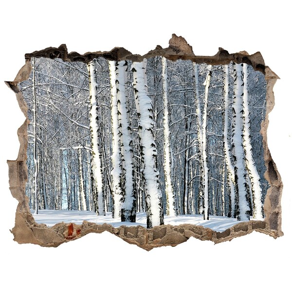 Autocolant autoadeziv gaură Pădurea de iarnă în alb