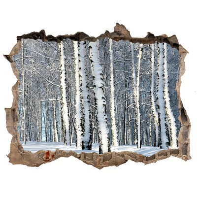 Autocolant autoadeziv gaură Pădurea de iarnă în alb