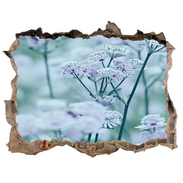 Autocolant un zid spart cu priveliște Flori printre zidul ruinat