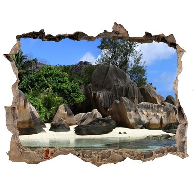 Autocolant de perete gaură 3D Seychelles panorama