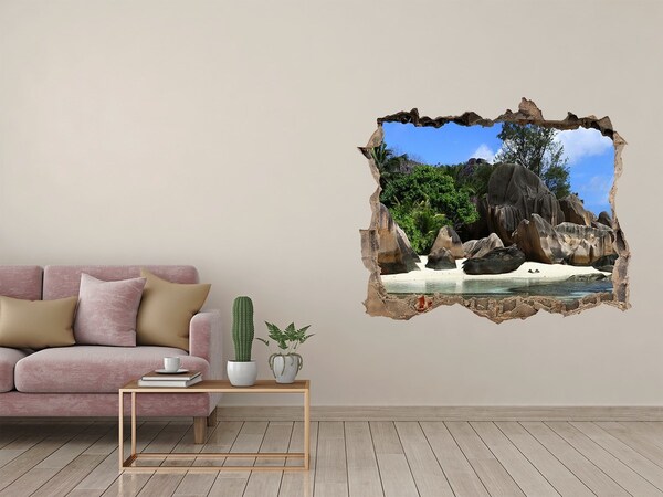 Autocolant de perete gaură 3D Seychelles panorama