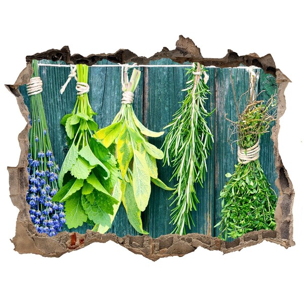 Autocolant 3D gaura cu priveliște Grădina de plante aromatice din bucătărie