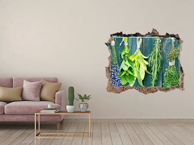 Autocolant 3D gaura cu priveliște Grădina de plante aromatice din bucătărie