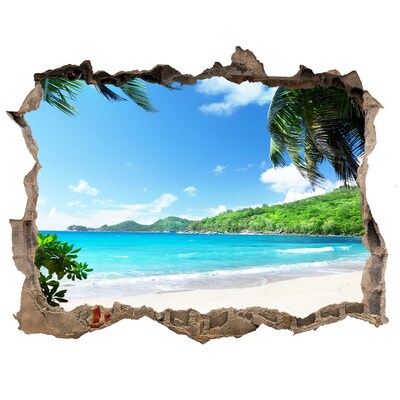 Autocolant gaură 3D Plaja seychelles