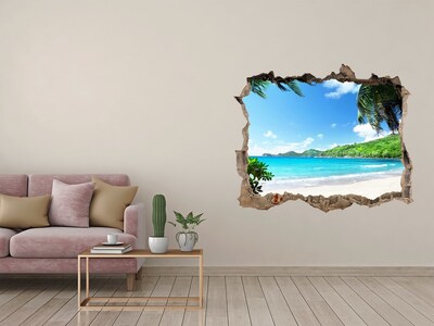 Autocolant gaură 3D Plaja seychelles