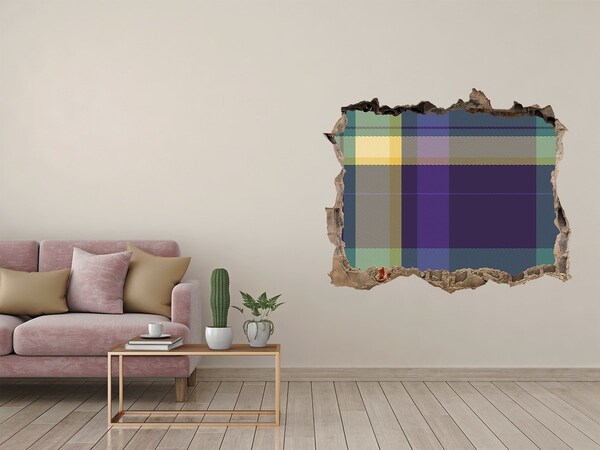 Fototapet 3D gaură în perete Model în carouri pe perete