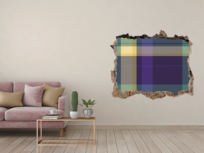 Fototapet 3D gaură în perete Model în carouri pe perete