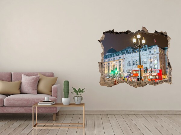 Autocolant de perete gaură 3D Strada din Londra noaptea