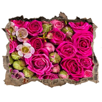 Fototapet 3D gaură în perete O explozie florală de trandafiri