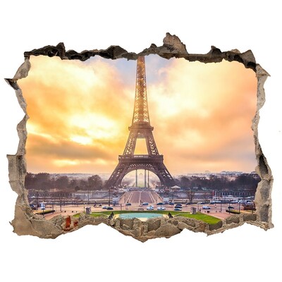 Autocolant de perete gaură 3D Turnul eiffel din paris
