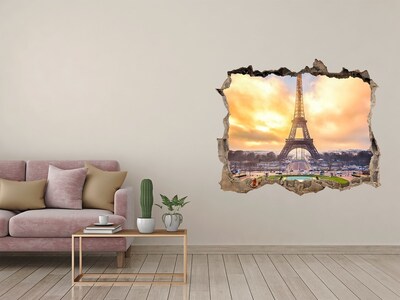 Autocolant de perete gaură 3D Turnul eiffel din paris