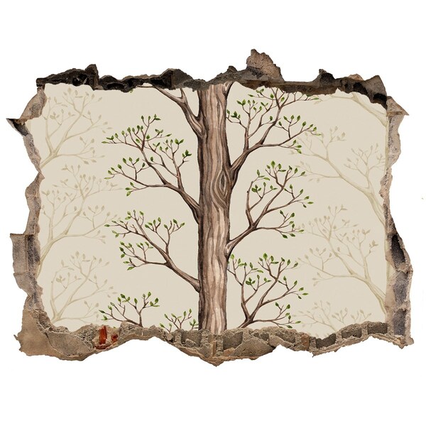 Autocolant de perete gaură 3D Zid spart cu un copac
