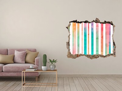 Autocolant un zid spart cu priveliște Geometrie colorată în spatele găurii din perete