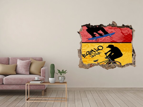 Fototapet un zid spart cu priveliște Skateboarding în acțiune