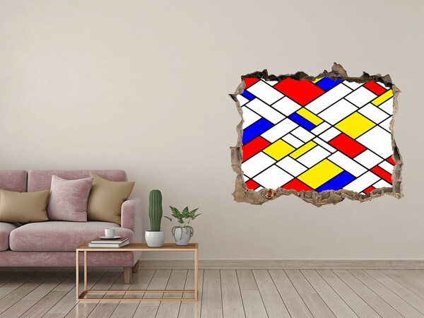 Fototapet un zid spart cu priveliște Model abstract în stilul lui Mondrian