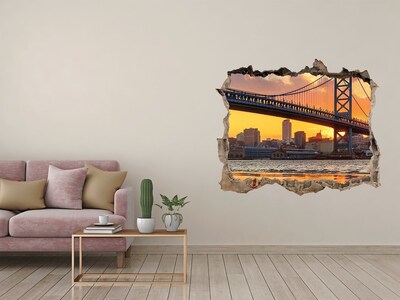 Fototapet 3D gaură în perete Podul philadelphia