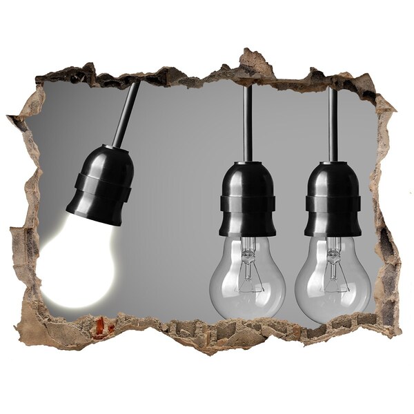 Autocolant gaură 3D Perete spart cu lămpi suspendate