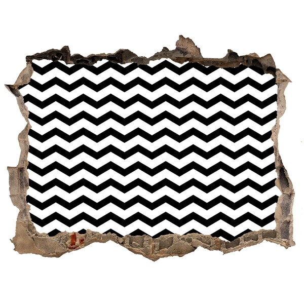 Autocolant autoadeziv gaură Zig-zaguri alb-negru într-o gaură din perete