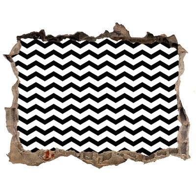 Autocolant autoadeziv gaură Zig-zaguri alb-negru într-o gaură din perete