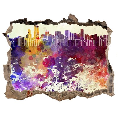 Autocolant gaură 3D Peisaj urban într-o gaură colorată