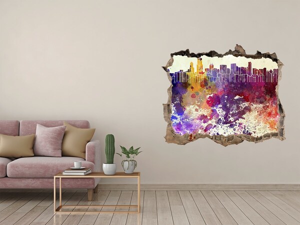 Autocolant gaură 3D Peisaj urban într-o gaură colorată