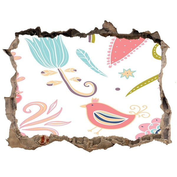 Autocolant 3D gaura cu priveliște Lumea colorată din spatele găurii