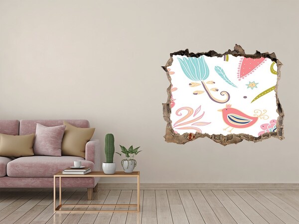 Autocolant 3D gaura cu priveliște Lumea colorată din spatele găurii