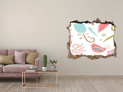 Autocolant 3D gaura cu priveliște Lumea colorată din spatele găurii