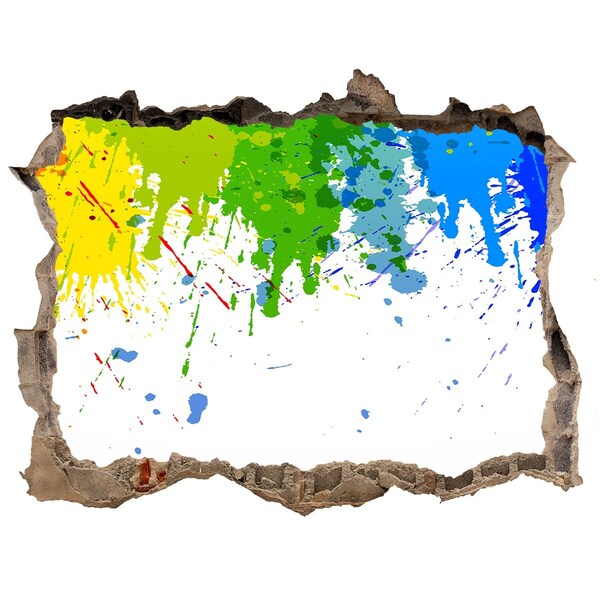 Autocolant de perete gaură 3D O explozie colorată în beton