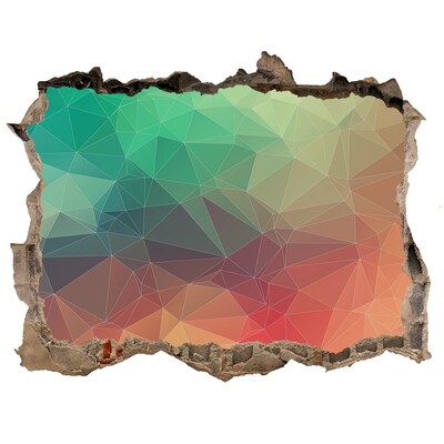 Autocolant de perete gaură 3D Geometrie colorată într-o gaură din perete