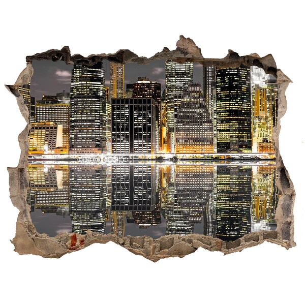 Autocolant gaură 3D Vedere a orașului noaptea