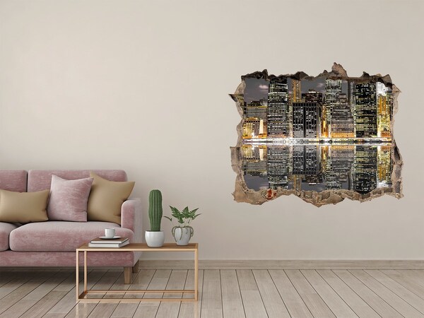Autocolant gaură 3D Vedere a orașului noaptea