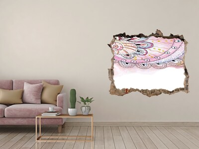 Fototapet un zid spart cu priveliște Model colorat pe un fundal de beton