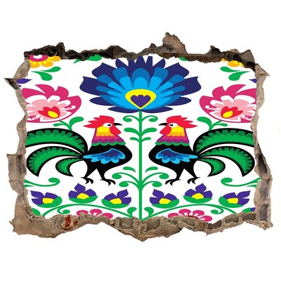 Autocolant 3D gaura cu priveliște Folclor floral cu gălbiori