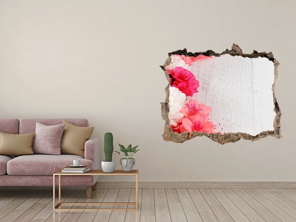 Autocolant gaură 3D O oază florală în spatele peretelui