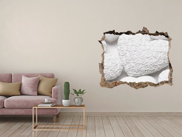 Autocolant gaură 3D Trandafiri albi într-o gaură în perete