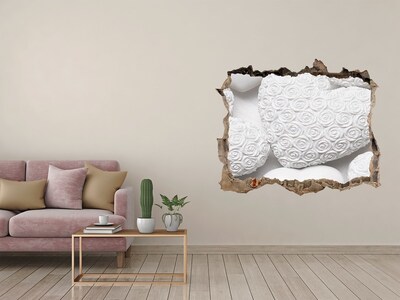 Autocolant gaură 3D Trandafiri albi într-o gaură în perete