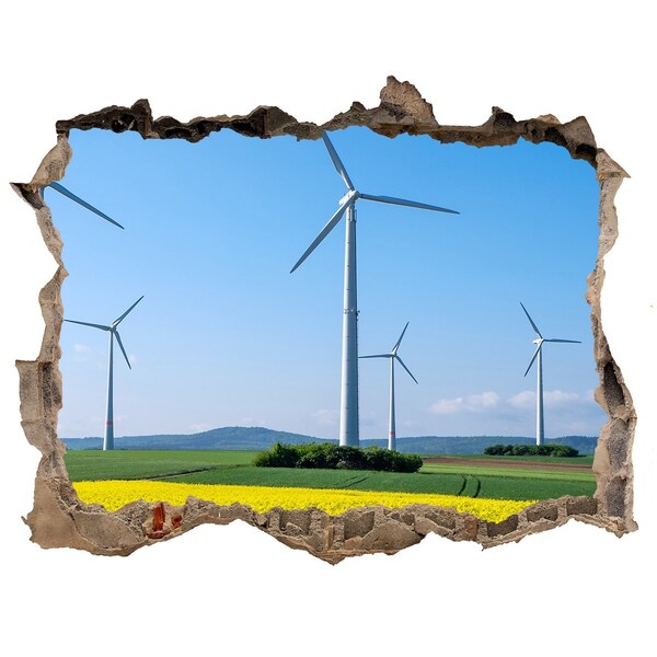 Autocolant 3D gaura cu priveliște Windmills pe teren